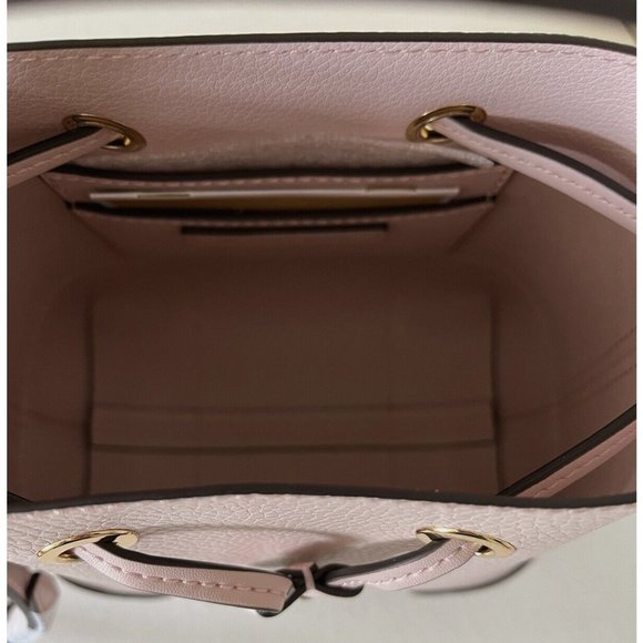 New Michael Kors Mercer Small Drawstring Pebble Leather Bucket Bag Powder Blush - Picture 4 of 6